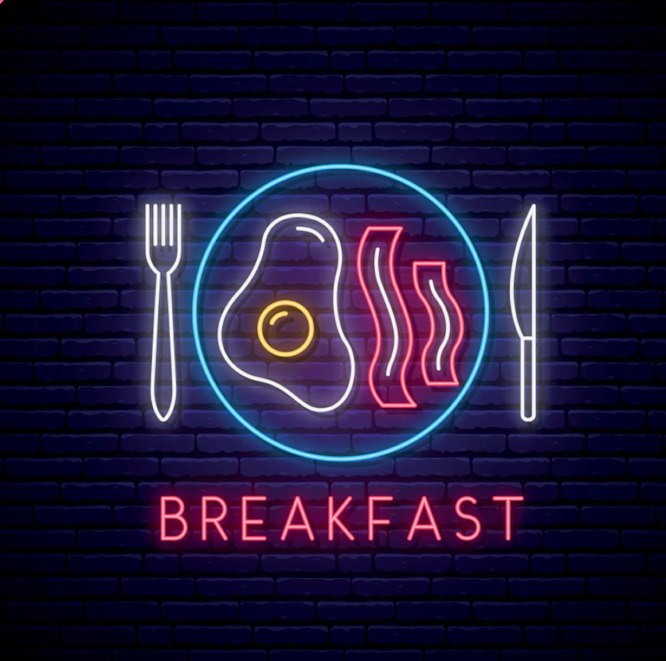 breakfast neon sign