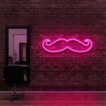 pink "MOUSETACHE" Neon Sign For Hair Salons & Barbershop