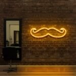 Yellow "MOUSETACHE" Neon Sign For Hair Salons & Barbershop