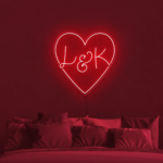 red Heart With Initials Personalized Neon Sign